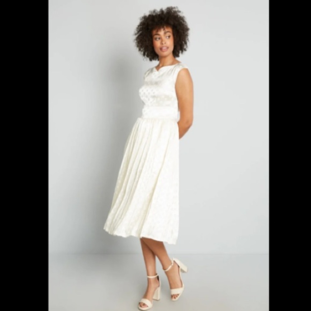 Modcloth White Halter A-Line Midi Dress